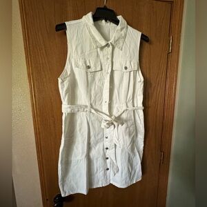 White Denim Button Down Dress